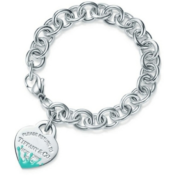 Tiffany & Co. Jewelry - Tiffany & Co Return to Tiffany Blue Enamel Splash Heart Tag Bracelet EUC!